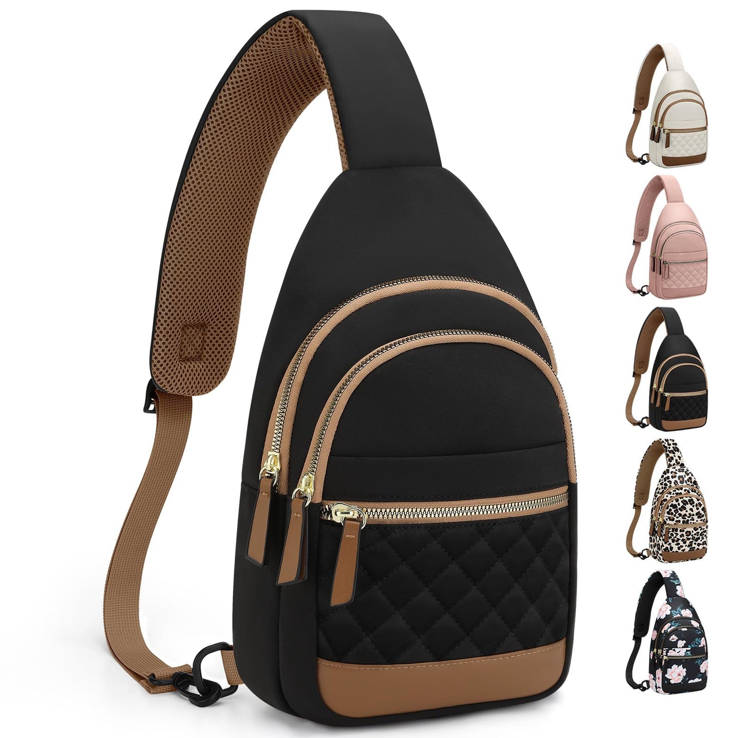 HOTCapolo Sling Bag for Women Men Waterproof Crossbody Bags for Women Trendy Casual Fanny Pack with Convertible Shoulder Strap Chest Bag for Travel Hiking(Beige, Medium)