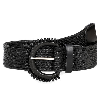 HOTStraw Woven Elastic Belt for Women Stretchy Belts for Dress Fashion Boho Waist Belt Rattan Raffia Ladies Belts
