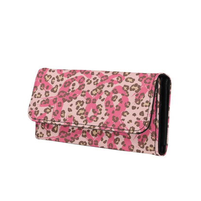 HOTPainting Iris Long Wallets for Women PU Leather Ladies Billfold Wallet,Snap Closure, Purple White Yellow Flowers Trifold Clutch Checkbook Purse with Zipper Pocket