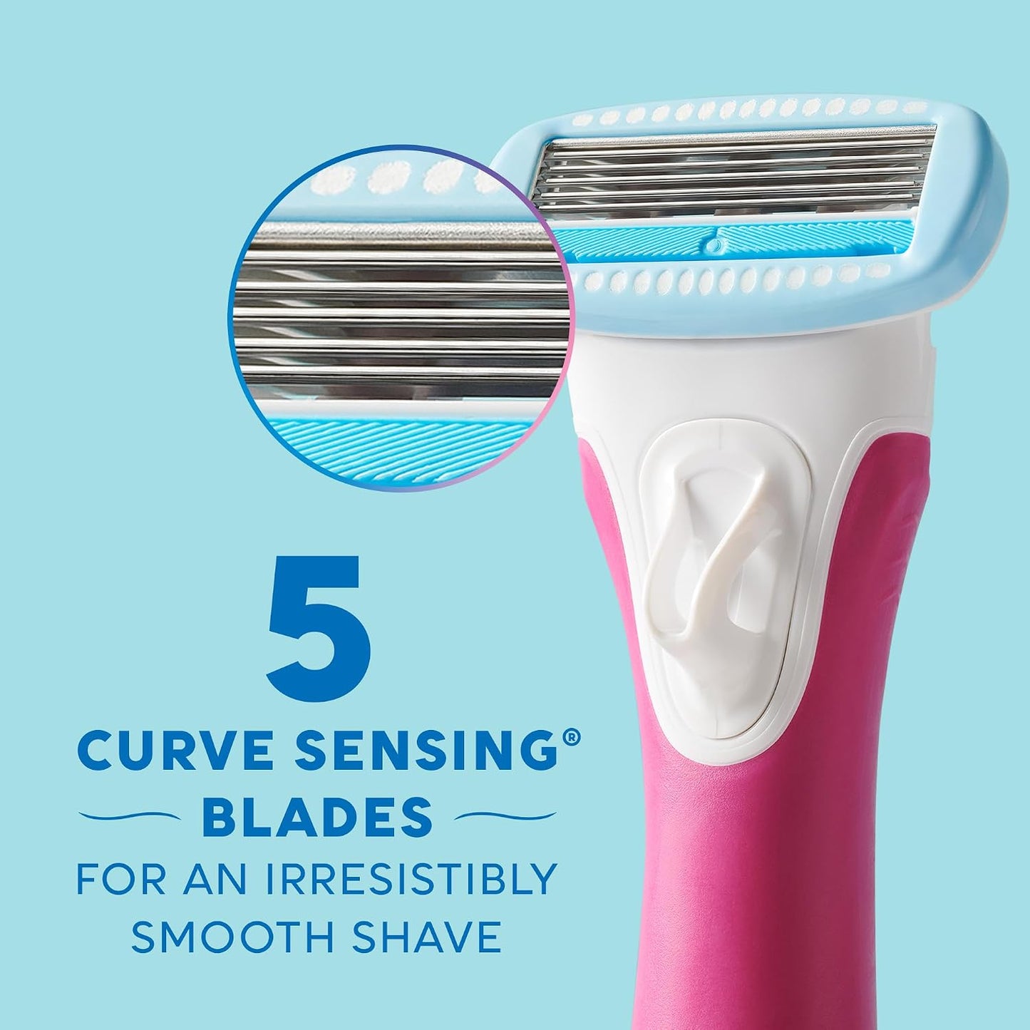 HOTSchick Hydro Silk TrimStyle Razor with Bikini Trimmer for Women | 2-in-1 Bikini Razor for Women and Womens Trimmer for Pubic Hair, Includes 1 Waterproof Handle, 3 Refills & 1 AAA Battery