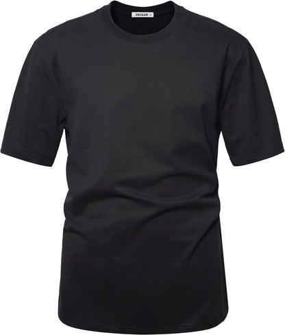 HOTVEIISAR Men's Heavy Weight Crew Neck T-Shirt Mens Premium Cotton Tee - Pre Shrunk S-3XL