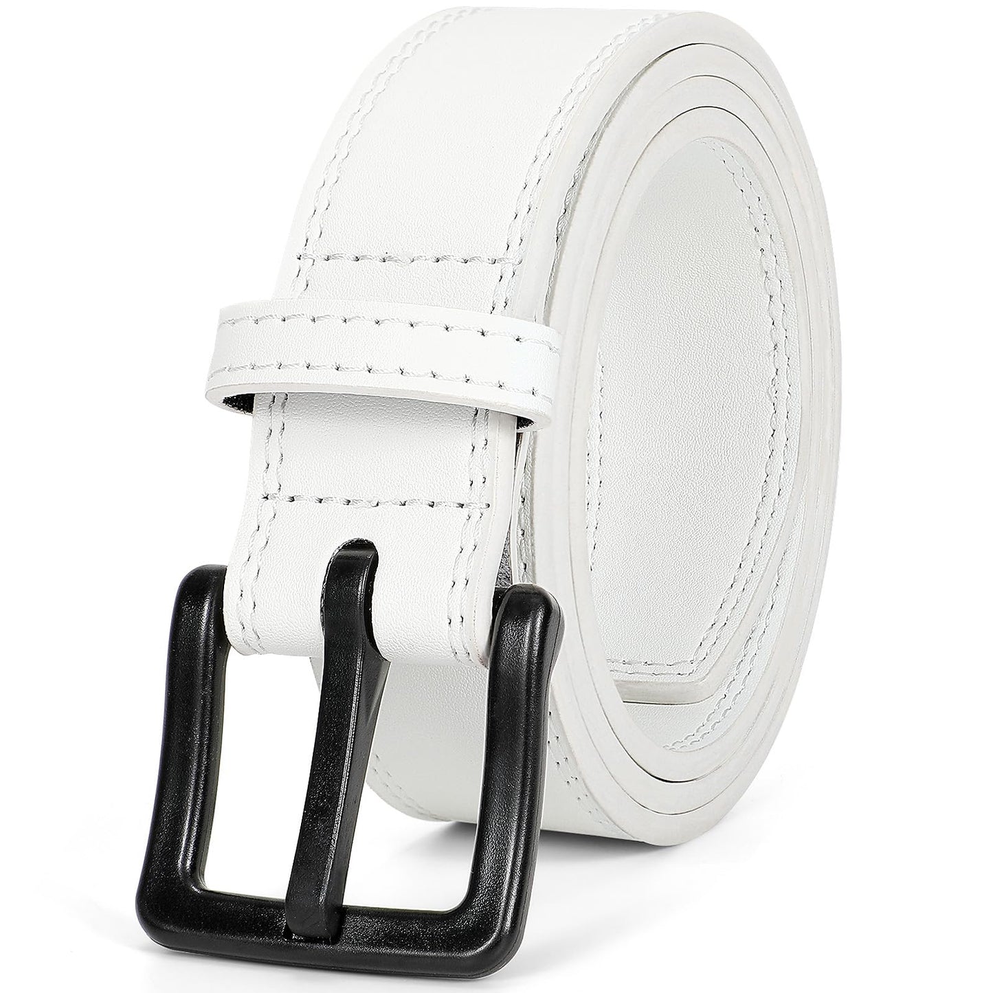HOTXZQTIVE Men’s Metal Free Belt Hypoallergenic Leather Belts For Jeans Dress Nickle Free TSA Belt With Black Buckle