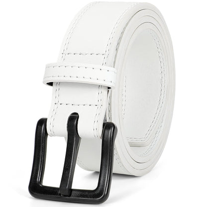 HOTXZQTIVE Men’s Metal Free Belt Hypoallergenic Leather Belts For Jeans Dress Nickle Free TSA Belt With Black Buckle
