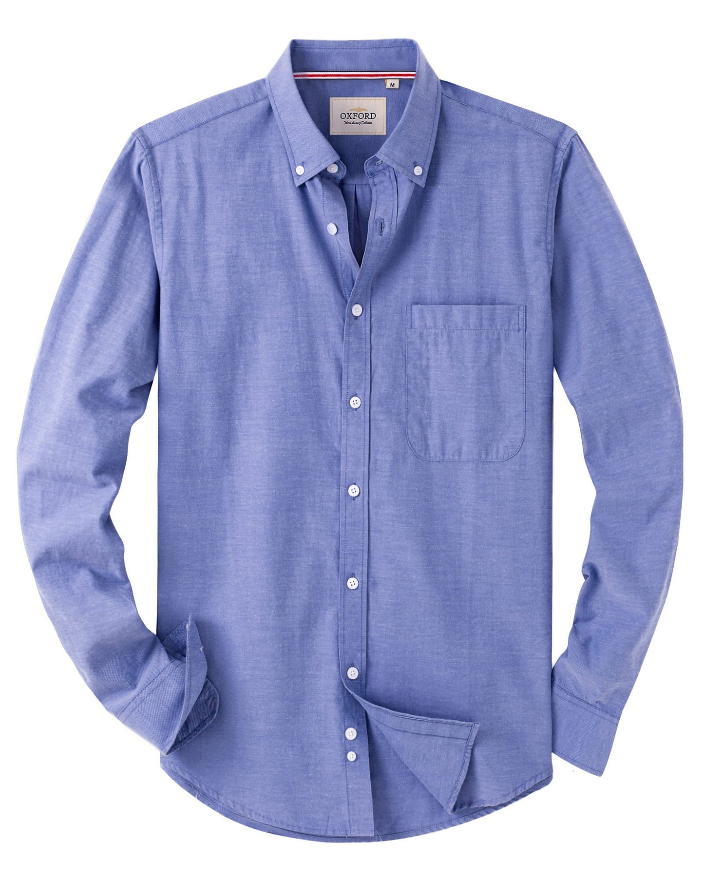HOTAlimens & Gentle Mens Solid Oxford Shirt Long Sleeve Dress Shirt Work Casual Button Down Shirts with Pocket