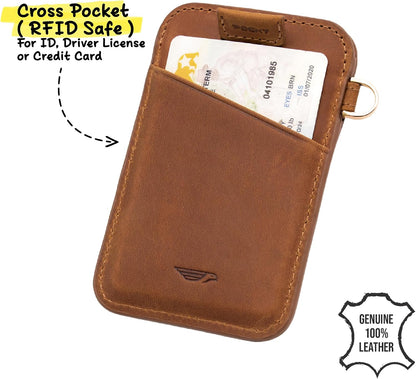HOTPOCKT Elastic Card Holder Wallet for Women and Men, Genuine Leather Slim RFID Blocking Front Pocket Credit Card Holder, Cute Small Minimalist Wallet | Bloom