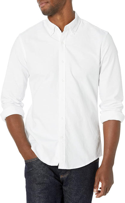 HOTAmazon Essentials Men's Regular-Fit Long Sleeve Oxford Shirt, 100% Cotton