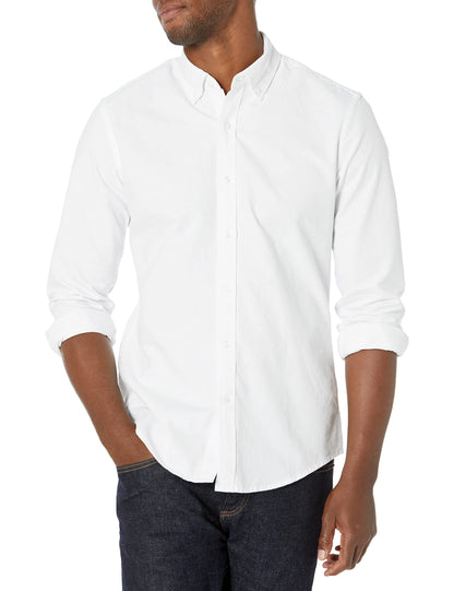 HOTAmazon Essentials Men's Regular-Fit Long Sleeve Oxford Shirt, 100% Cotton