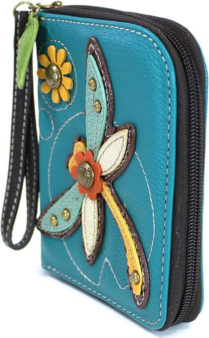 HOTChala Dragonfly Zip Around Wallet Wristlet - Vegan Leather