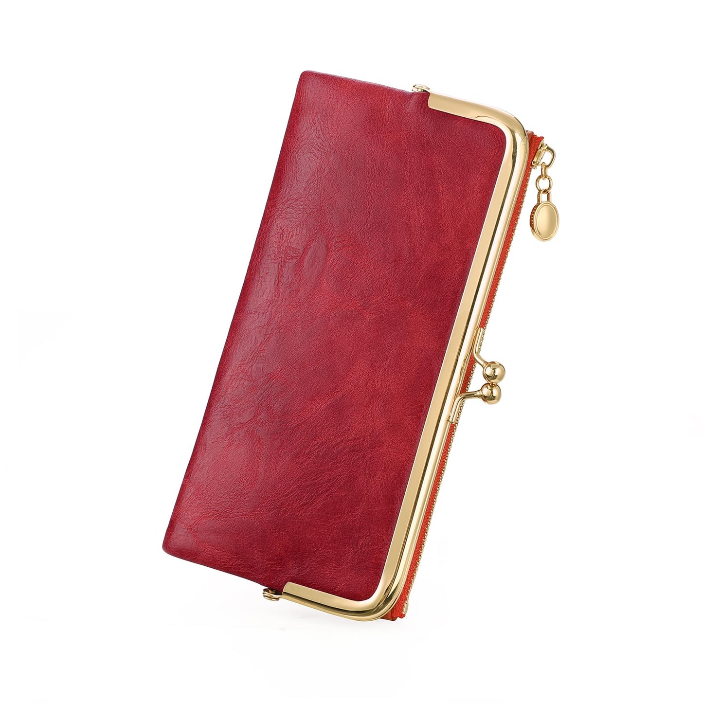 HOTGOIACII Womens Wallet Kiss Lock Bifold Leather Wallets for Women Green | Vintage Wallet for Women,Ladies Clutch Purse,Women's Card Holder Wallet with Zipper
