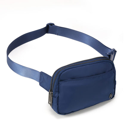 HOTPander Everywhere Belt Bag for Women, 5 Zipper Pockets Nylon Crossbody Fanny Pack Purse (Black)