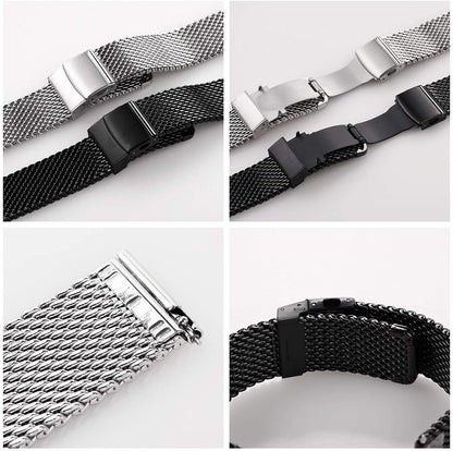 HOTEACHE Stainless Steel Thick Mesh Watch Bands for Mens, Quick Release Adjustable Heavy Duty Mesh Watch Straps 18mm 20mm 22mm