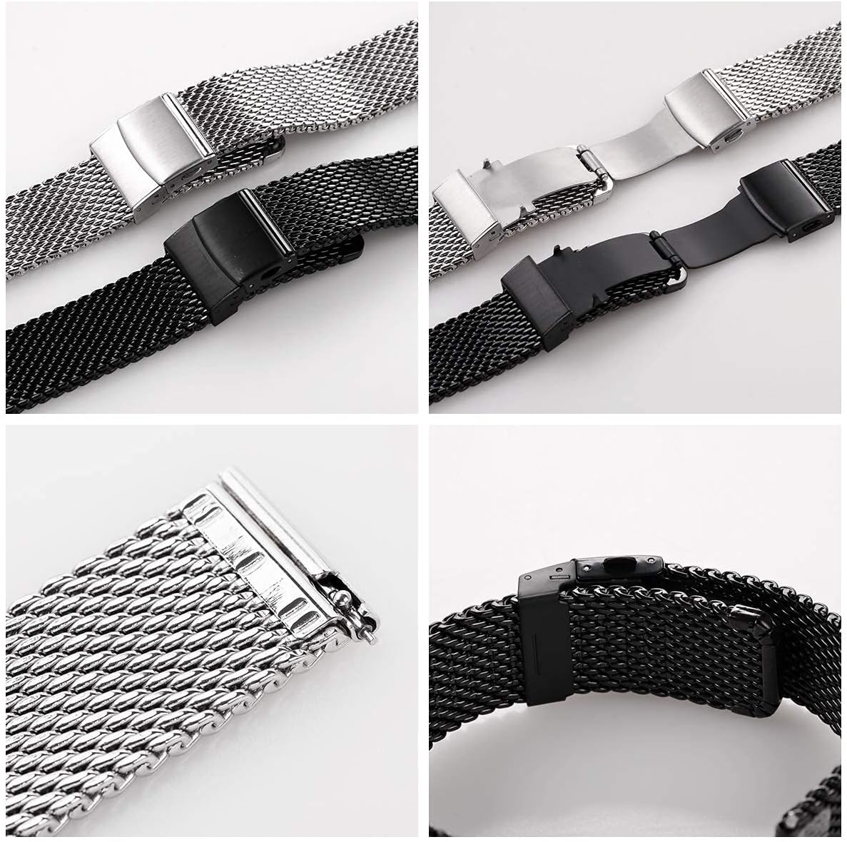 HOTEACHE Stainless Steel Thick Mesh Watch Bands for Mens, Quick Release Adjustable Heavy Duty Mesh Watch Straps 18mm 20mm 22mm