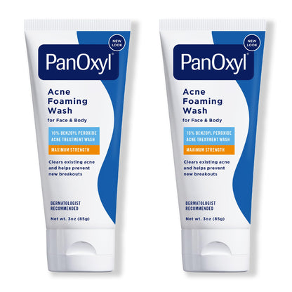 HOTPanOxyl 10% Benzoyl Peroxide Acne Foaming Wash, Maximum Strength, Daily Acne-Fighting Face and Body Cleanser, Face Wash to Clear, Treat and Prevent Acne Pimples and Stubborn Breakouts, 5.5 Oz Tube