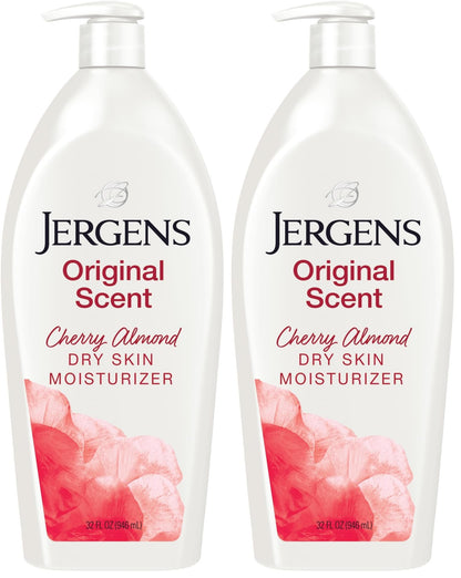HOTJergens Original Scent Dry Skin Body Lotion, Hand and Body Moisturizer, Cherry Almond Essence, Dermatologist Tested, 32 Oz