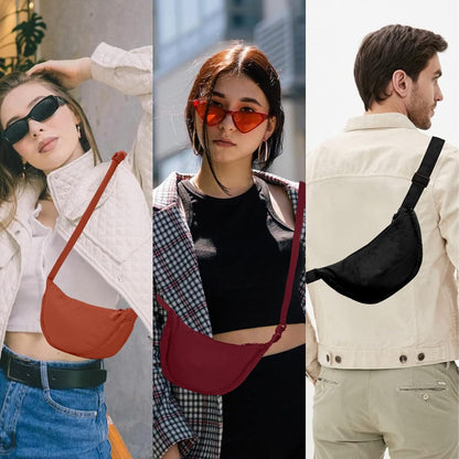 HOTNylon Crescent Crossbody Bag for Women Purses Trendy Men,Small Travel Sling Bag Hobo