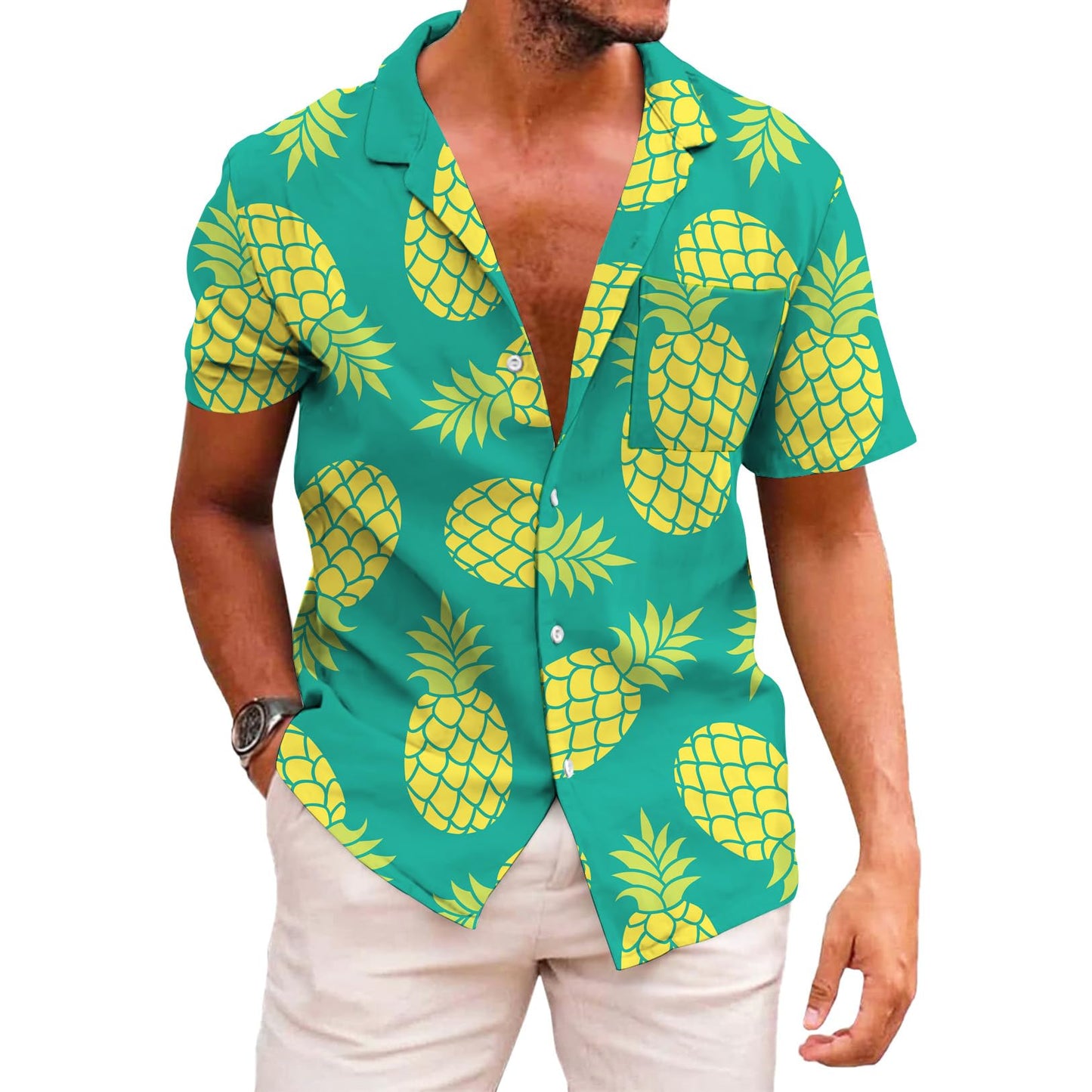 HOTKYKU Funky Hawaiian Shirt for Men Palm Beach Shirts Tropical Vacation Clothes