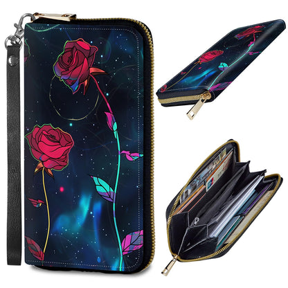 HOTWomens Wallet, PU Leather RFID Cute Wristlet Wallets for Girls Women Ladies Purse Large Credit Card Clutch Purse Card Holder Coin Pocket Travel Wallets with Zipper, Art Black Cat