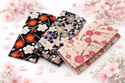 HOTCute Women's Cash Wallet [ Made in Japan ] Traditional Edo Komon Design (Cash Envelop Wallet) (Weeping plum (pink))
