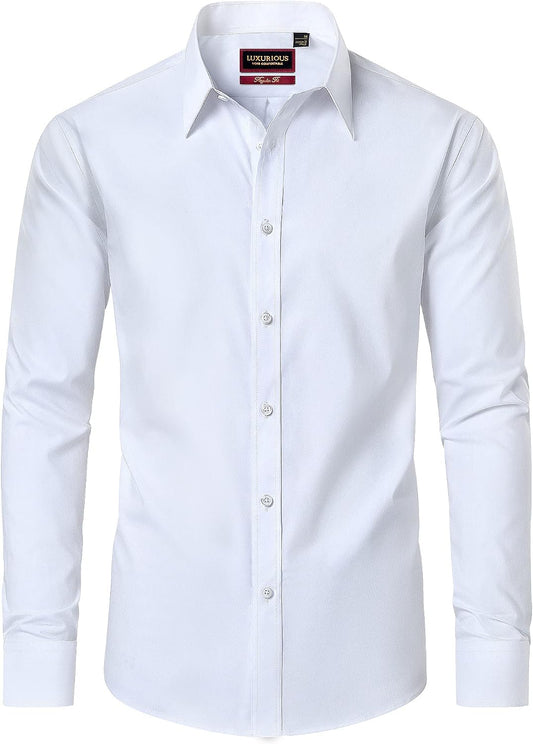 HOTLion Nardo Cotton Mens Dress Shirts Long Sleeve Wrinkle Free Business Casual Button Down Shirts Formal Shirts Big and Tall