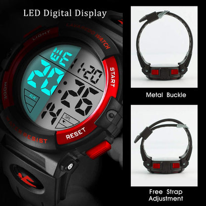 HOTL LAVAREDO Mens Digital Watch Sports Military Watches Waterproof Outdoor Chronograph Wrist Watches for Men with LED Back Ligh/Alarm/Date