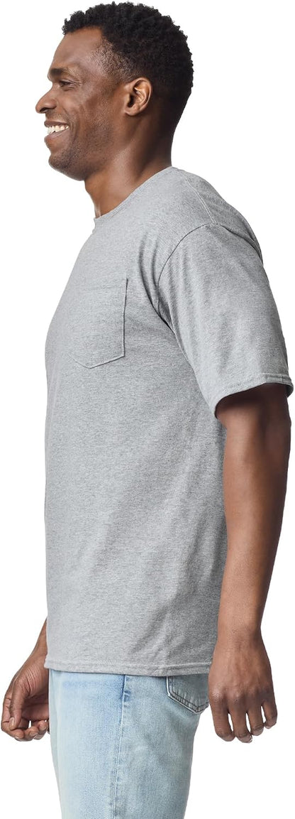 HOTGildan Unisex Adult DryBlend Workwear T-Shirts with Pocket, 2-Pack