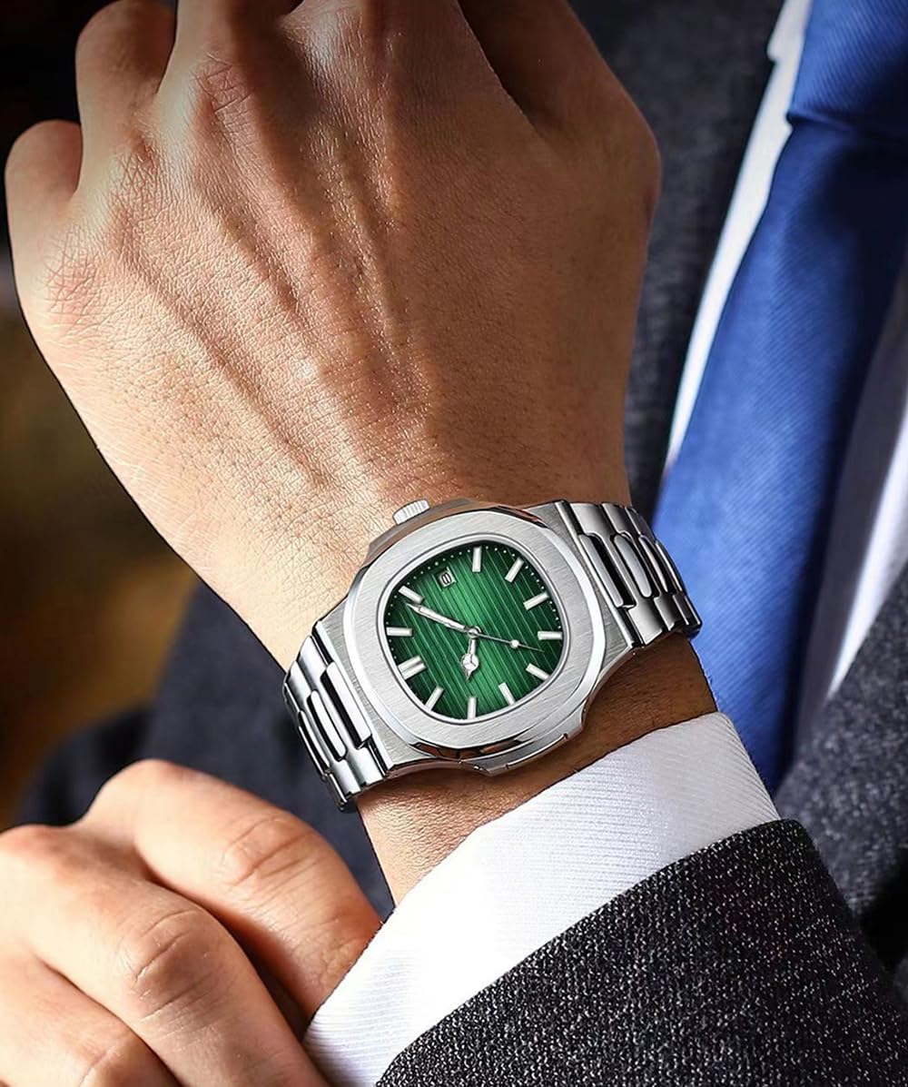 HOTBESTKANG Men Quartz Movement Watch Waterproof Luminous Men's Watch, Stainless Steel Strap Business Watches