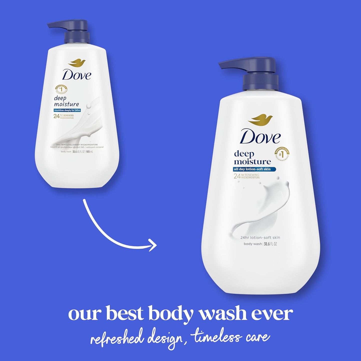 HOTDove 24hr Lotion Body Wash Deep Moisture, 30.6 oz | Moisturizing body wash with MicroMoisture technology for 24-hour hydration and lotion-soft skin