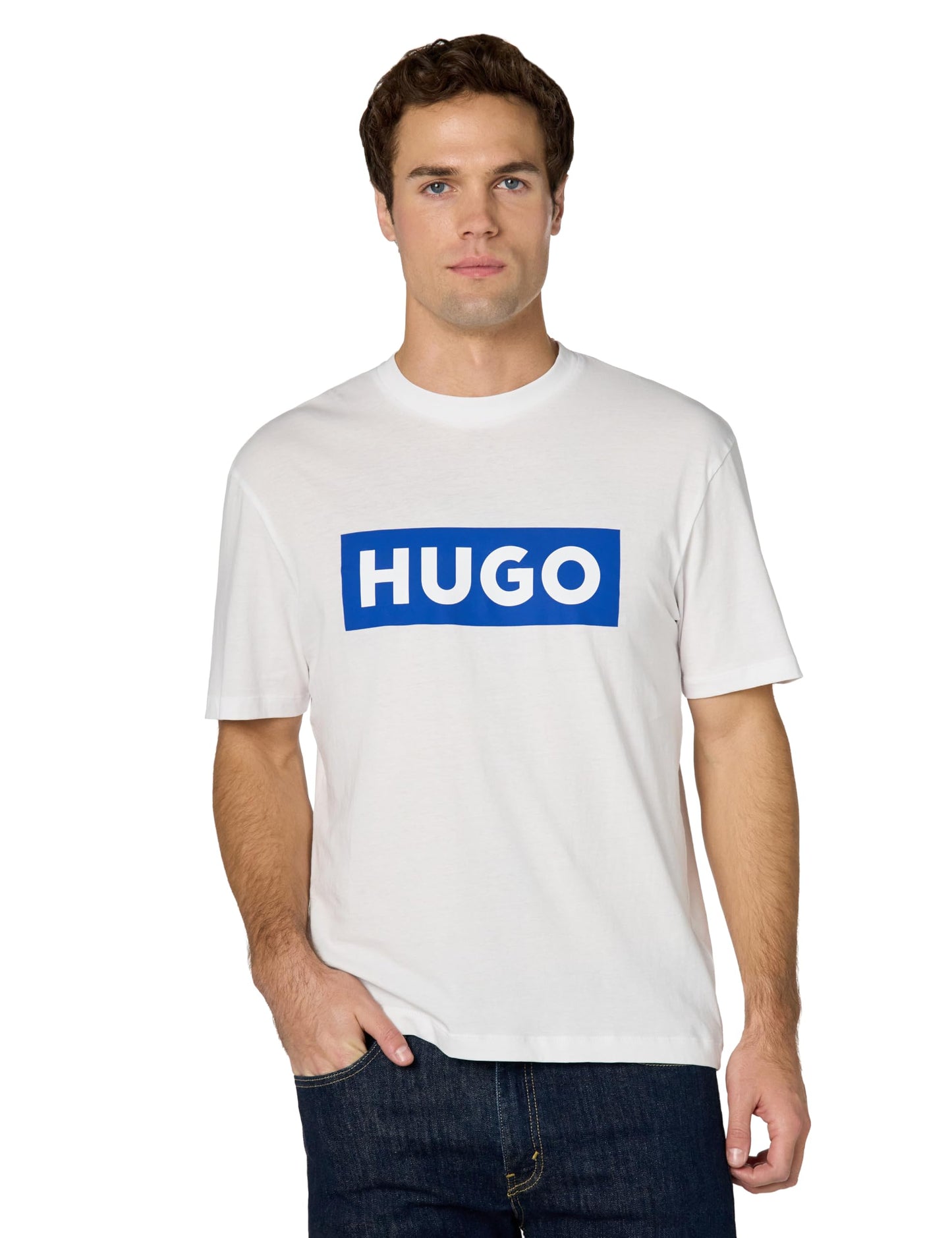 HOTHugo Men's Logo Stripe Cotton Crew Neck T-Shirt