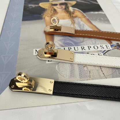 HOTFENLDY Adjustable Thin Belts For Womens Skinny Belts For Dresses Womens Solid Color Alloy Turn Lock Belts For Jeans