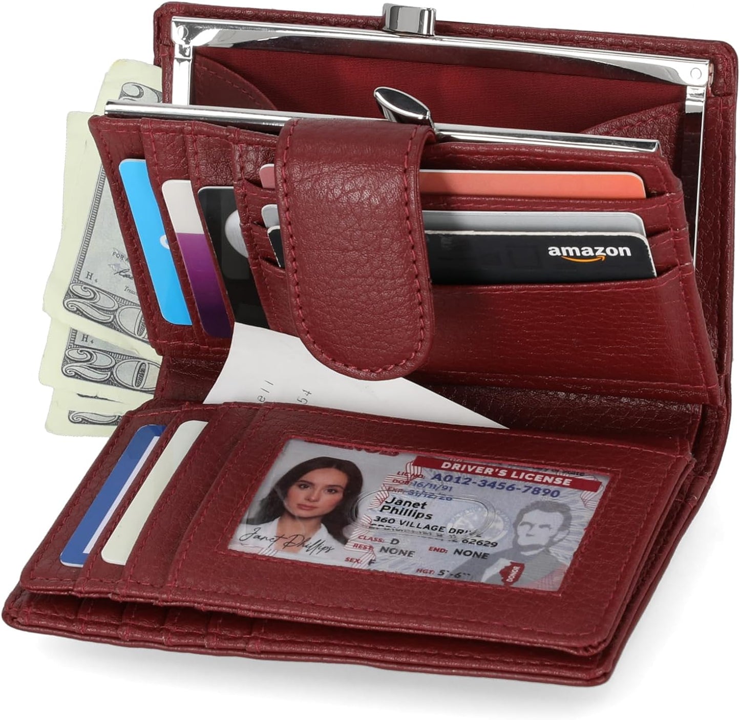 HOTMundi Rio Womens Leather Wallet Small Framed Index Clutch Purse