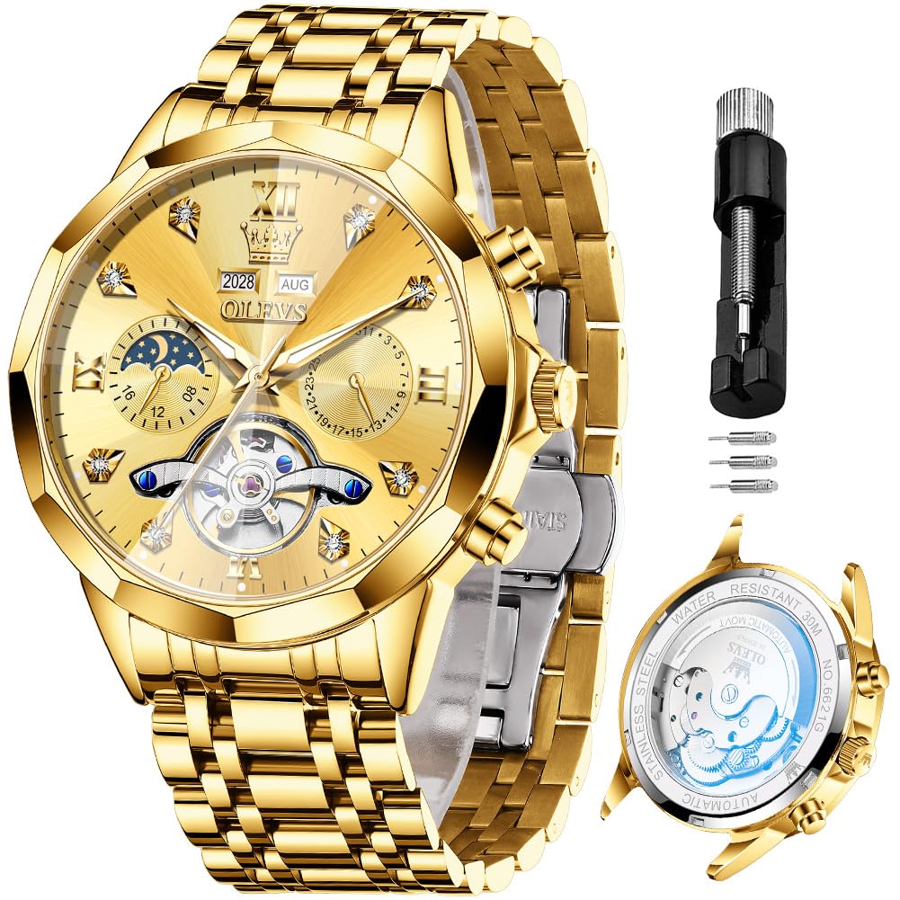 HOTOLEVS Skeleton Men Watches Automatic Business Luxury Diamond Self Winding Watch for Men Stainless Steel Calendar Wrist Watch