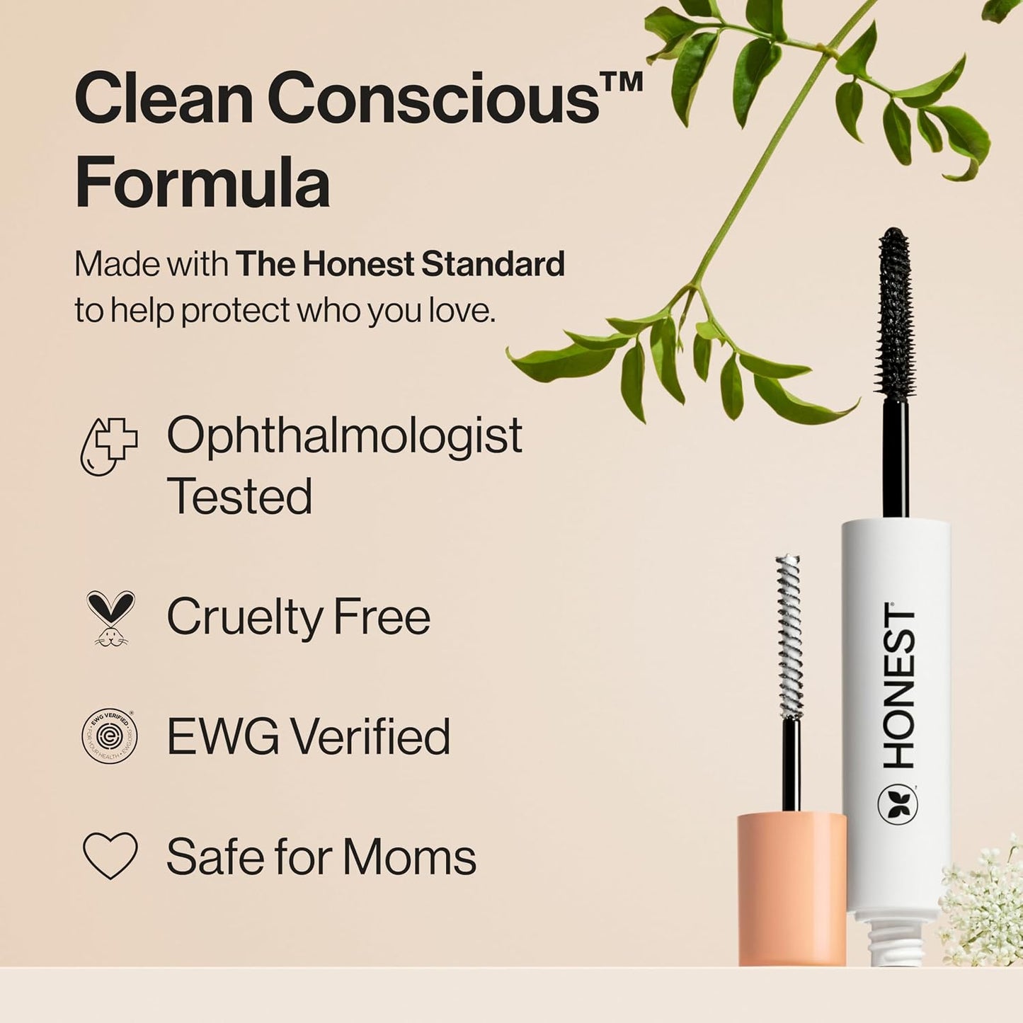 HOTHonest Beauty 2-in-1 Extreme Length Clean Mascara + Lash Primer | Lengthening + Volumizing | Cruelty Free + Safe for Sensitive Eyes | Black, .27 fl oz
