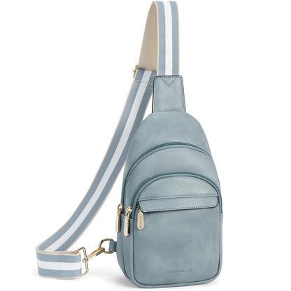HOTBOSTANTEN Sling Bag for Women Leather Crossbody Bags Fanny Pack Chest Bag for Travel