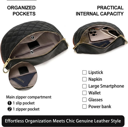 HOTEslcorri Small Crossbody Sling Bag for Women Trendy - Fanny Packs Leather Chest Belt Bum Bag Anti Theft Purse for Travel