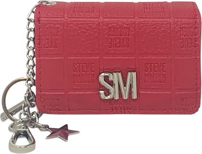 HOTSteve Madden Women’s Bklara Card Case with Keyring and Clip (Black) (Black)