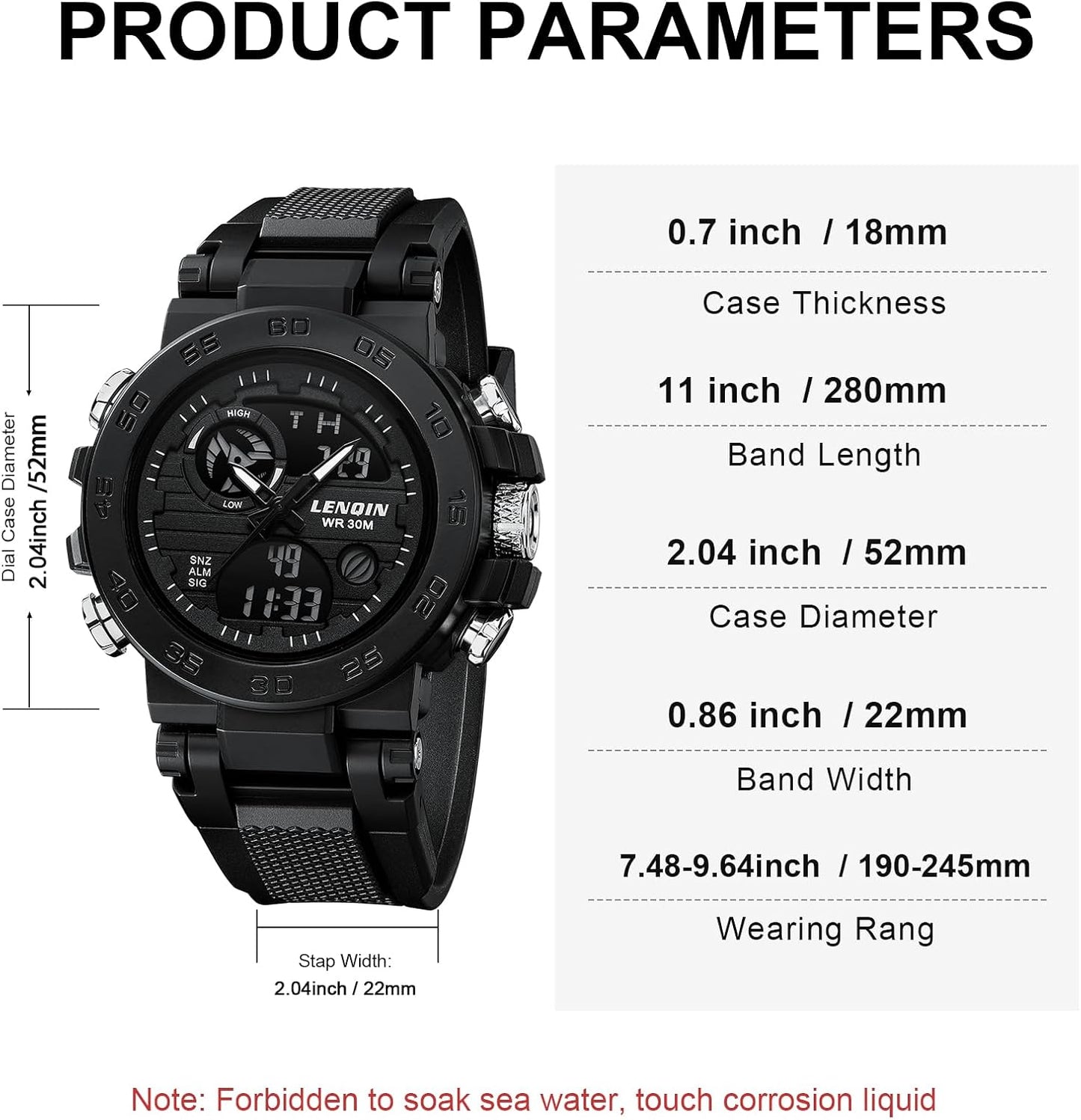 HOTLN LENQIN Mens Watches Digital Military Watch for Men Stopwatch Army Survival Tactical Sports Outdoor Big Face Waterproof Men's Wrist Watches with LED Backlight/Timer/Alarm/Date