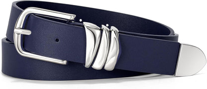 HOTVONMELLI Women's Belt for Jeans Dress Leather Belt for Women Fashion Waist Ladies Belt with Silver Buckle