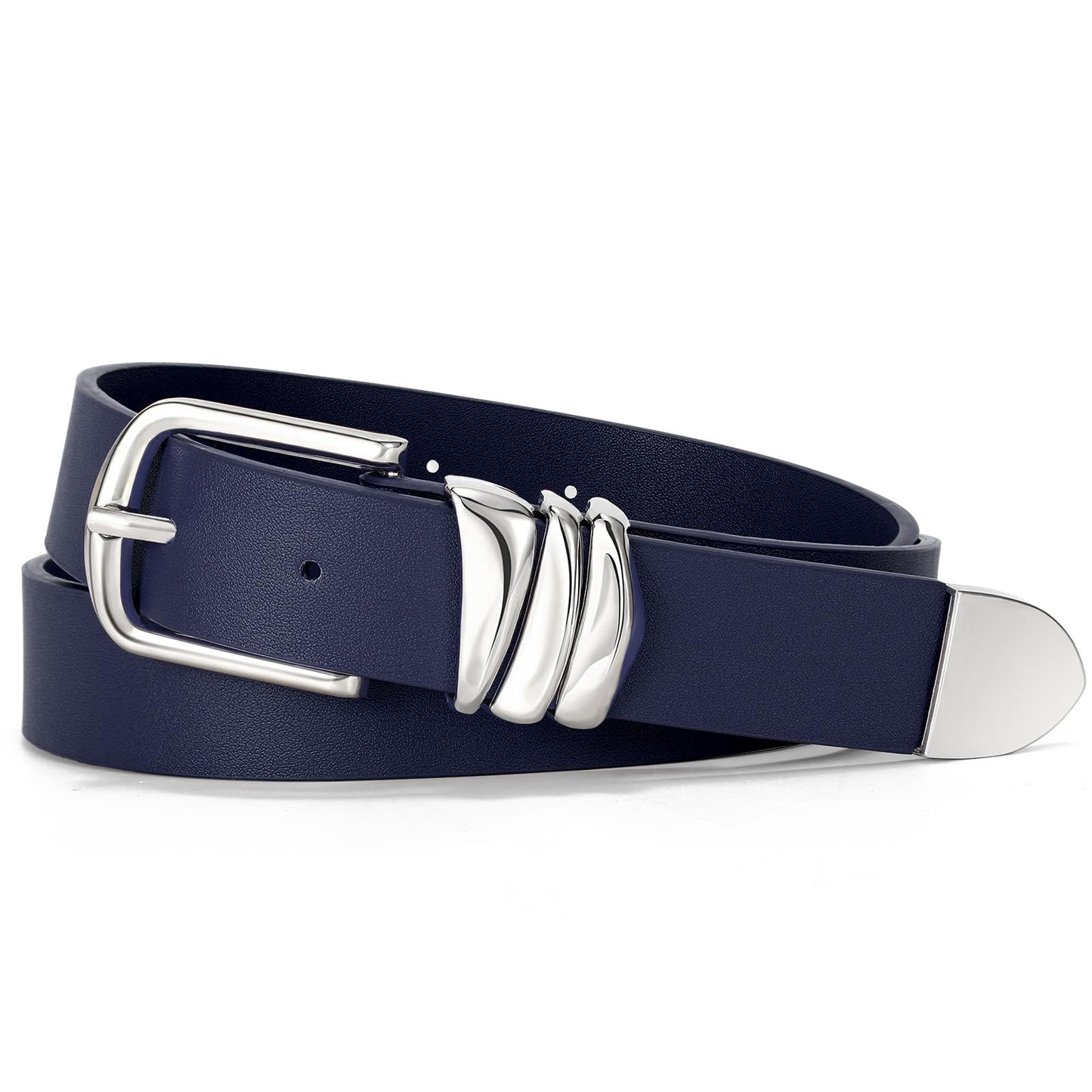HOTVONMELLI Women's Belt for Jeans Dress Leather Belt for Women Fashion Waist Ladies Belt with Silver Buckle