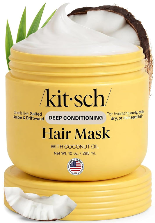 HOTKitsch Moisturizing Coconut Oil Hair Mask for Damaged Hair – 10 oz | Deep Conditioner for Women – Curly Hair Products Friendly – Frizz-Reducing Hair Care for Curly, Coily & All Hair Types
