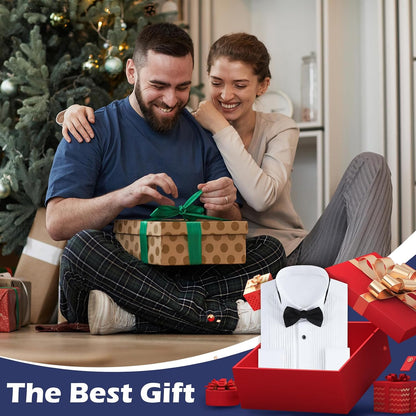 HOTGollnwe Tuxedo Shirts for Men Wing Collar French Cuff with Cufflinks and Bow Tie