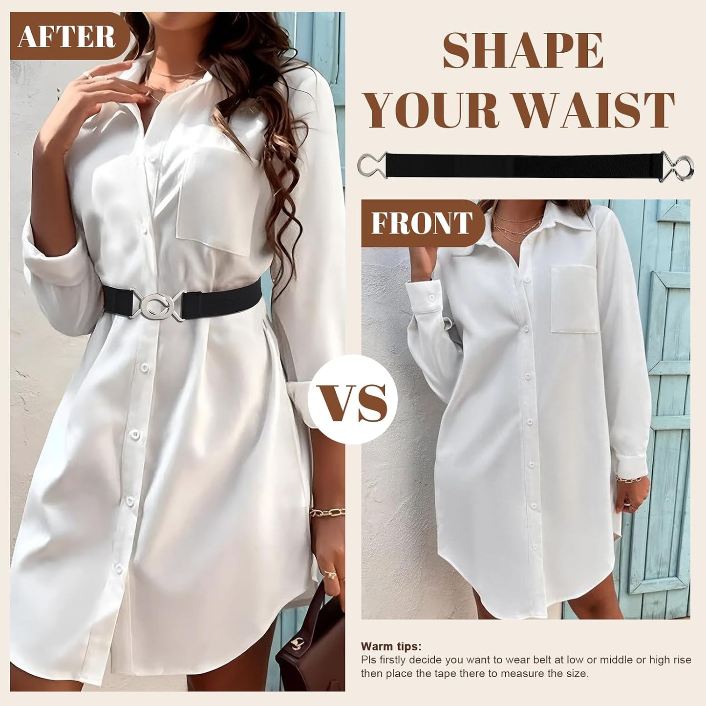 HOTWERFORU Women Skinny Elastic Waist Belt Stretchy Thin Belt for Dress Jeans
