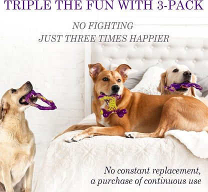 HOTFrienhund Tough Dog Toys for Aggressive Chewers 3 Pack, Indestructible Dog Toys for Large Dogs, Dog Chew Toys, Aggressive Chew Toys to Keep Them Busy, Dog Toy for 30-75lbs Medium/Large Breeds