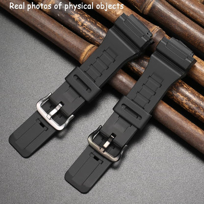 HOTReplacement Band Compatible with Casio W-735H AEQ110BW AEQ110W AQS-800W AQ-S810W Men's Watch Strap Black Resin Wristband With Metal buckle