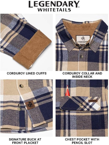 HOTLegendary Whitetails Mens Long Sleeve Button Down 100% Cotton Flannel Shirt