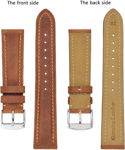 HOTBISONSTRAP Watch Strap, Vintage Leather Replacement Bracelet, Band Width-14mm 15mm 16mm 17mm 18mm 19mm 20mm 21mm 22mm 23mm 24mm