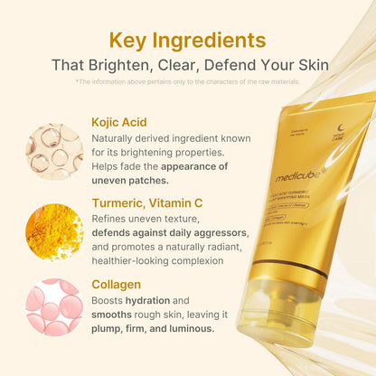 HOTmedicube Wrapping Mask Kojic Acid, Turmeric, Vitamin C Overnight Peel Off Facial Mask | Brighten & Defends Against Skin Stress for a Clear, Glowing Complexion | Korean Skin Care, 2.53 fl.oz