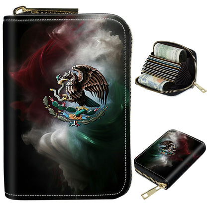HOTCute Credit Card Holder with Zipper, Crow Skull RFID-Blocking Card Case Small Wallet for Women Men, Multi-slot Card Organizer Case Travel Accordion Wallet