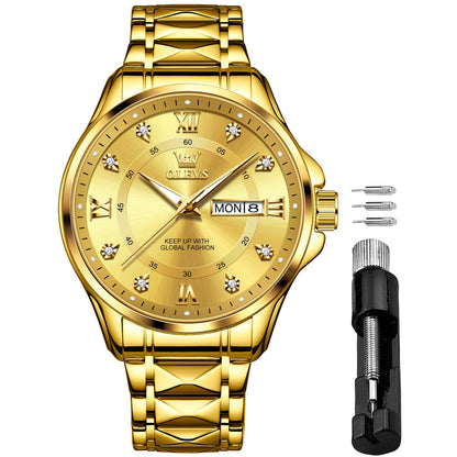 HOTOLEVS Men's Waterproof Watches Stainless Steel Waterproof Chronograph Wrist Watches Luxury Dress White Luminous Big Face Analog Quartz Male Watches