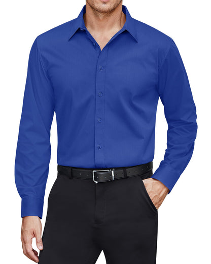 HOTJ.VER Men's Dress Shirts Stretch Stain Shield Long Sleeve Solid Formal Shirt Business Casual Button Down Shirts