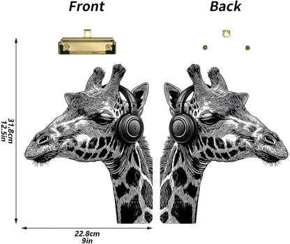 HOTGiraffe Headphone White Acrylic Clipboard, A4 Letter Size Standard Clipboard with Gold Finish Clip, Decorative Funny Clipboards for Women, Nurses, Office 9" X 12.5"
